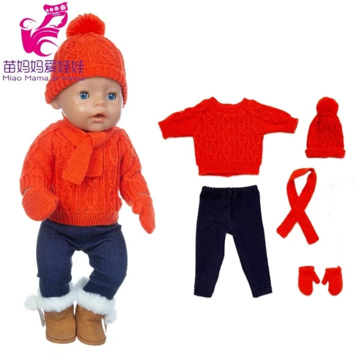 43%20cm%20baby%20doll%20clothes%20crochet%20sweater%2018%20inch%20girl%20doll%20winter%20clothes%20set%20scarf%20hat%20gloves%20new%20year%20apparel%20for%20dolls%20-%20Image%203