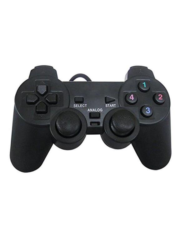 Dualshock 2 Controllers Computer Usb USB PC Game Dual Shock Joystick Controller - Black | Daraz.com.bd
