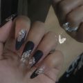 24pcs French Almond Head False Nails White Line Cross Set Nails Full Coverage Art Press on Nail with Nails Accessories T. 
