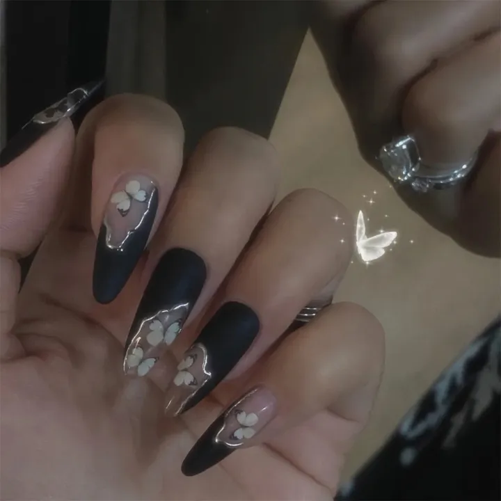24pcs%20French%20Almond%20Head%20False%20Nails%20White%20Line%20Cross%20Set%20Nails%20Full%20Coverage%20Art%20Press%20on%20Nail%20with%20Nails%C2%A0Accessories%20T%20-%20Image%202