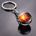 Planet Moon Earth Sun Glass Ball Pendant Car Key Chain Keyring Bag Hanging Decor. 