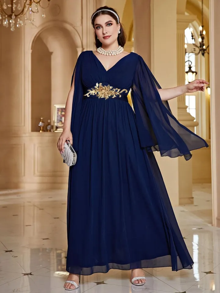 2022 Plus Size Chiffon Bodycon Dress Lace Loose Plus Size Evening Dress  Loose Midi Plus Size Dresses Elegant | Daraz.com.bd