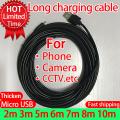 Long Cable 1m 2m 3m 5m 6m 7m 8m 10m Long Charge Cable Android Micro USB  for IP Camera for Xiaomi Monitor CCTV  Data Transmission(null). 