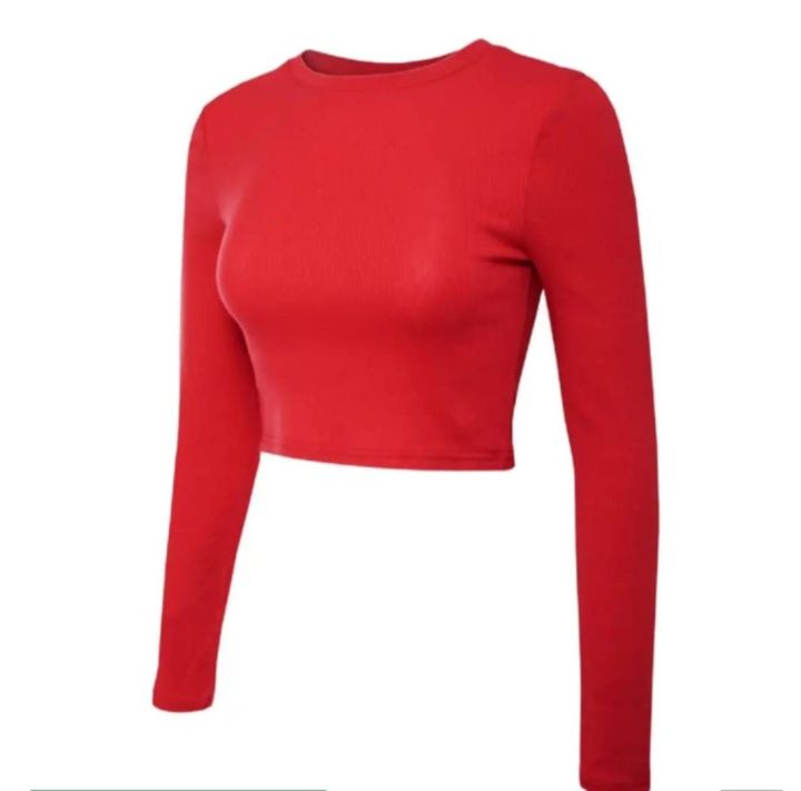 Crop top plain full sleeve for fashionable women's.