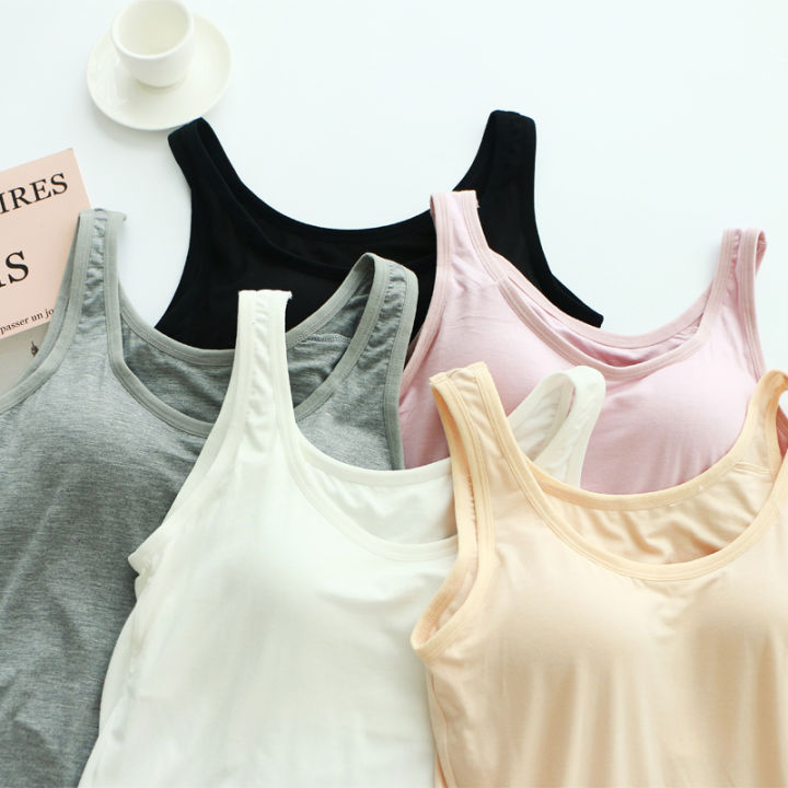 Ladies Belt Chest Pad Sleeveless Modal Vest Slim Base Lightweight Spring and Summer Yoga Sports Inner Wear Outer Wear