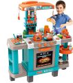 The Magic Toy Shop Kids Pretend Kitchen Role Play Set with Induction Hob, Sink, Coffee Maker, Toaster, Sounds and Lights Effects, Many Play Food & Pots, Utensils. 