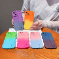 Olige Case For iPhone 11 12 13 14 15 Pro Max 6 7 8 14 15 Plus X XR XS Max New high-end minimalist style niche gradient color collision skin friendly liquid wave wrist strap phone case back cover.