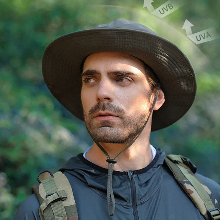 Men%20Bucket%20Hat%20Letter%20Embroidery%20Leather%20Label%20Cowboy%20Hat%20Waterproof%20Outdoor%20Hiking%20Fishing%20Cap%20Light%208cm%20Brim%20Anti-UV%20Sun%20Hat%20-%20Image%203