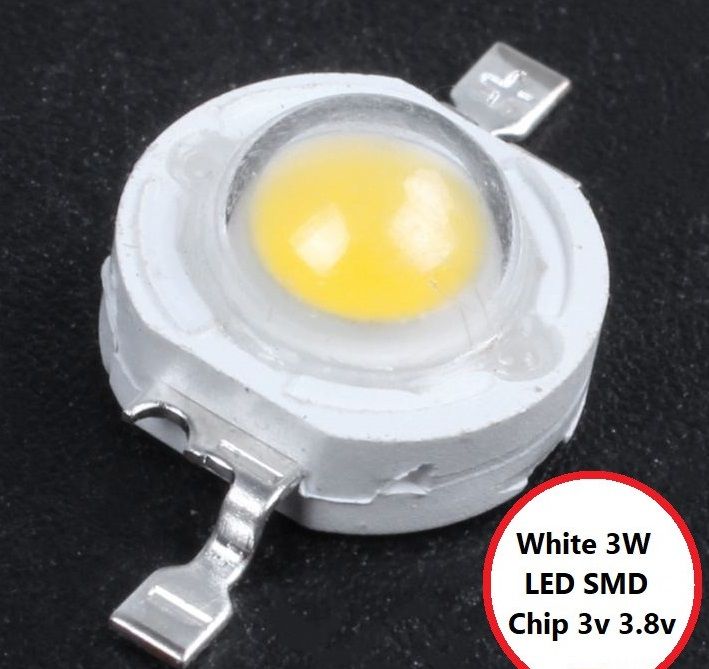 5Pcs- White 3W LED SMD Chip 3v 3.8v Super Bright Intensity SMD COB Light DIY