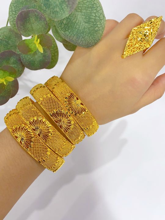 Dubai Ethiopian 24K Gold Color Bangles Jewelry For Women Saudi