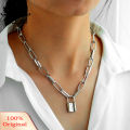 Simple Love Lock Pendant Alloy Chain Unisex Necklace Party Jewelry Couple Gift. 
