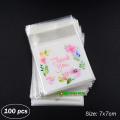 100 pcs x Thank You Printed (7x7cm) Plastic Bag Self Adhesive OPP Packaging Cellophane Gift Bags. 