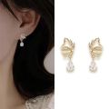 Delicate Crystal Opal Water Drop Butterfly Earrings. 