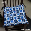 Square Chair Cushion, Cotton Fabric, Blue & Black, (20″x20″).