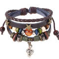 New Jewelry Simple Multi layered Beaded Leather Personalized Note Pendant Bracelet Music Festival Accessories. 