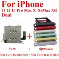 12Pcs Dual SIM Card Reader Flex Cable for Iphone 11 12 13 Pro Max XR XS Nano SIM Card Tray Holder Slot Adapter Replacement Parts. 