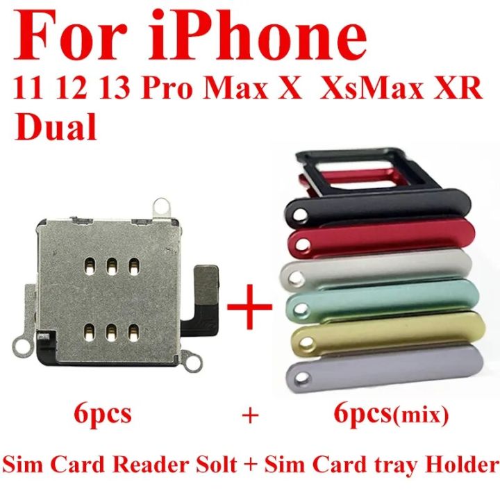 12Pcs Dual SIM Card Reader Flex Cable for Iphone 11 12 13 Pro Max