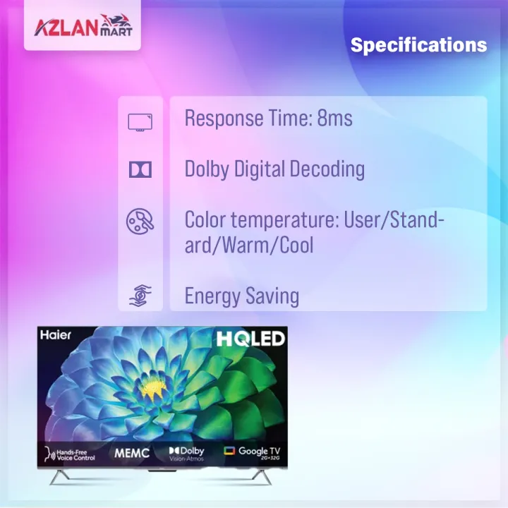Haier%2043"%20HQLED%204K%20UHD%20Google%20TV%20(H43P7UX)%20Official%204%20Years%20Brand%20Warranty%20-%20Image%202