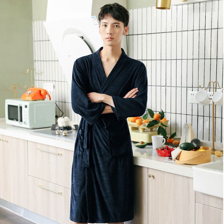 Spring%20and%20Summer%20Thin%20Towel%20Material%20Bathrobe%20Skin-Friendly%20Absorbent%20Breathable%20Couple%20Quick-Drying%20Thin%20Elegant%20Home%20Wear%20-%20Image%205