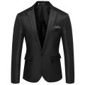 Fashion Men Blazer Coat One Button Lapel Casual Men Blazer Suit Jacket Long Sleeve Decorative Pocket Suit Coat Wedding.