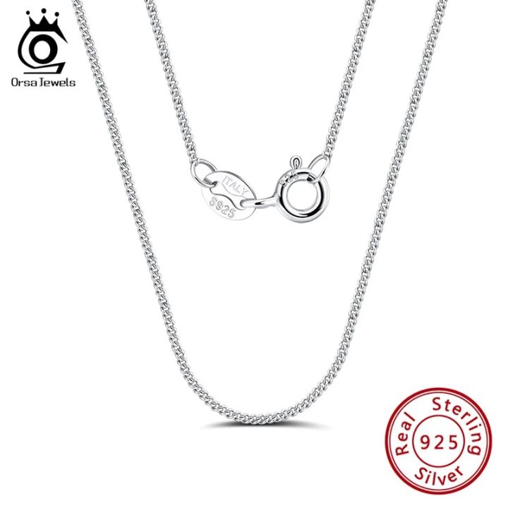 ORSA JEWELS Italian 925 Sterling Silver 1.0mm Side Chain Necklace Sterling Silver Pendant Necklaces Men Women Chain SC18-P