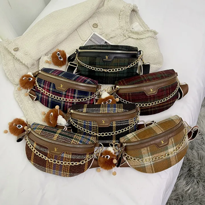 New%20Crossbody%20Bag%20Bag%20Women's%20Fashion%20Vintage%20Check%20Chest%20Bag%20Niche%20Design%20Shoulder%20Bag%20Compact%20Portable%20Crossbody%20Bag%20-%20Image%204