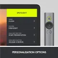 Logitech Spotlight Wireless Presentation Remote, 2.4 GHz and Bluetooth, USB-Receiver, Digital Laser Pointer, 30-Meter Operating Range, Dual Connectivity, Timer, PC/Mac/Android/iOS - Slate. 