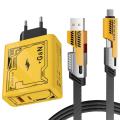 Real 51W PD GaN Fast Charging Adapter QC3.0 USB with 65 Watt 4in1 PD Cable Combo.