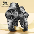 OPK 8105 Couple Quartz Watch Classic Fashion Waterproof Glow Tungsten Steel Band Luxury Date Week Men's and Women's Couple Watch. 
