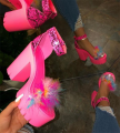 Platform Sandals for Women's Super High Heel Sandals Summer Ladies Open Toe Plush Embellished Woman Sandal Mujer Sandalias.