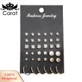 Carat Cubic Zirconia Stud Earrings 18 Pairs Women's Stud Earrings Set with Cubic Zirconia Faux Pearl Elegant Hoop Earrings for Prom Party Daily Wear Lady Ear Jewelry in Various Sizes Minimalist Style. 