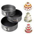 Non Stick 3 Piece Set Carbon Steel Springform Round Shape Cake Pan Mold. 