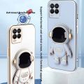 Tokifu For Realme 8 8 Pro Back Cover With Astronaut Folding Holder Luxury 6D Plating Case Soft Silicone Bracket Phone Cases. 