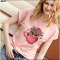 Half Sleeve Chinese Microfiber Printed T-Shirts for Women - Trendy and Comfortable Casual Wear. 