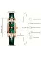 Fashionable Women's Leather Strap Wristwatch Retro Females Quartz Watch Vintage Square Shape Water Resistant Watches.
