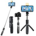 Q07 Selfie Stick Foldable Mini Tripod with Fill Light Bluetooth Remote Shutter Retractable Rod for Phone (100cm).