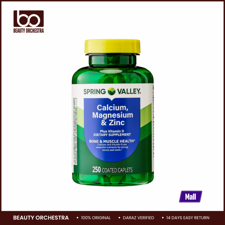 Spring Valley Calcium Magnesium & Zinc Plus Vitamin D3 250 Coated Caplets