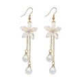 XQFATE Beautiful Purple Butterfly Crystal Drop Earrings for Women Fashion Bow Zirconia Water Drop Charm Ear Clip Jewelry Gifts.