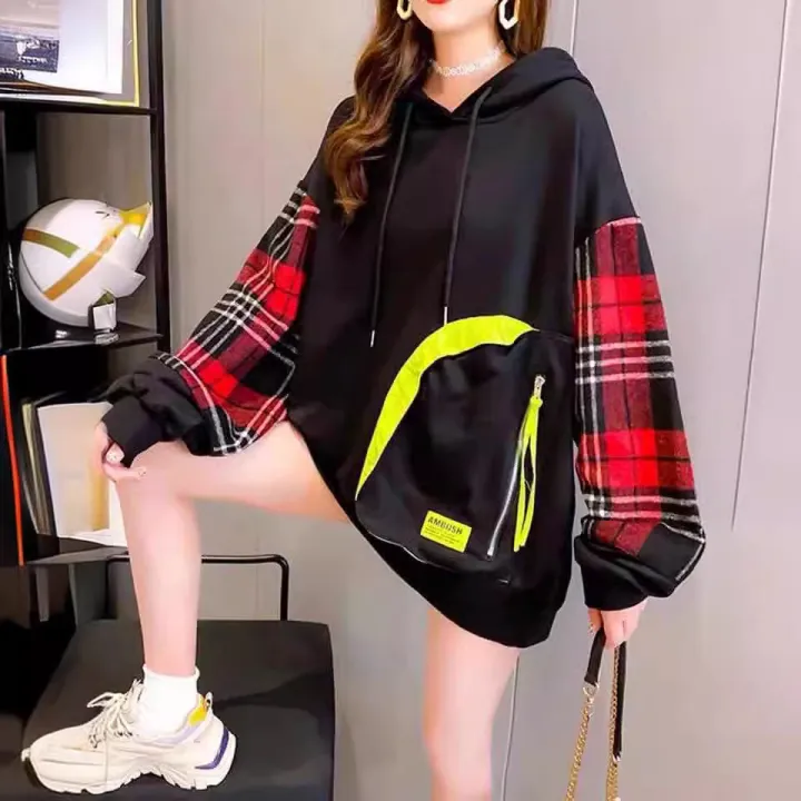 Autumn%20women's%20sweatshirt%20new%202021%20loose%20korean%20version%20fashion%20design%20sense%20stitched%20plaid%20long%20sleeve%20top%20women's%20jacket%20-%20Image%202