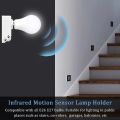 Human Infrared Sensor Switch (PIR Motion Sensor Light Socket) Adjustable Automatic On/Off for Nighttime Basement Lighting Control. 