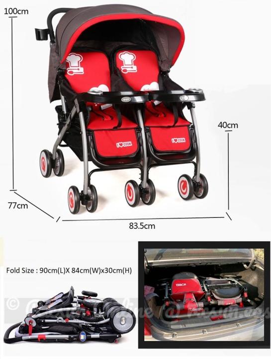 Twin%20Baby%20Stroller%20703A%20Red%20-%20Image%204