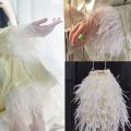 【Customer favorite】 2.2 Yards Satin Ribbon 3-4inch Ostrich Feathers Satin Ribbon White Ostrich Feathers Trim Satin Ribbon White Fringe Satin Ribbon Craft Feather Boas. 