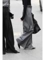Wide Leg Suit Pants Women Old Money Style Korean Fashion Baggy Pleated Trousers Female Office Wear Elegant Gray Pants.