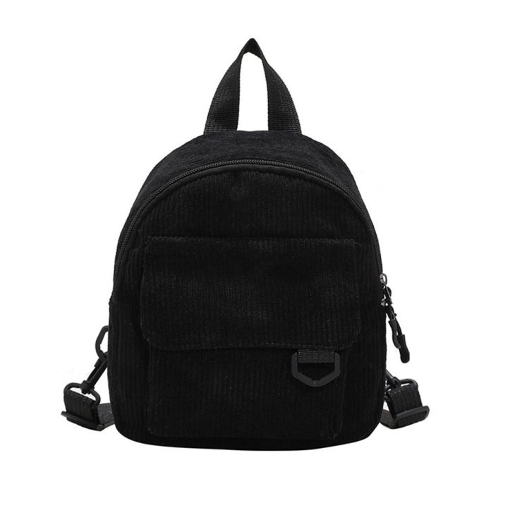 【In-Stock】 Fashion Small Corduroy Mini Backpack Student Bookbags Traveling Backpacks Solid Color