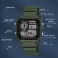 Men's Digital Watch SYNOKE 9619 Big Numbers Dial Large Face Waterproof LED Watches.
