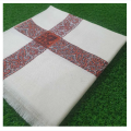 Beautiful Design Comfortable Pure Cotton Kashmiri Rumal for Men-White. 