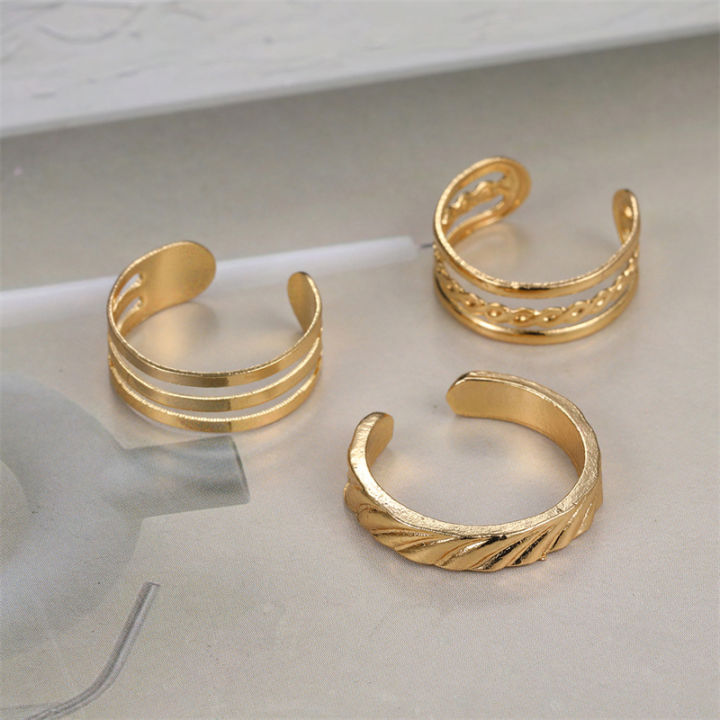 %E3%80%90HOT%E3%80%91%203PCS%20Fashion%20Ins%20Open%20Toe%20Rings%20For%20Women%20Adjustable%20Simple%20Minimal%20Hollow%20Summer%20Beach%20Smooth%20Feet%20Ring%20Jewelry%20On%20Foot%20Luolong%20-%20Image%203