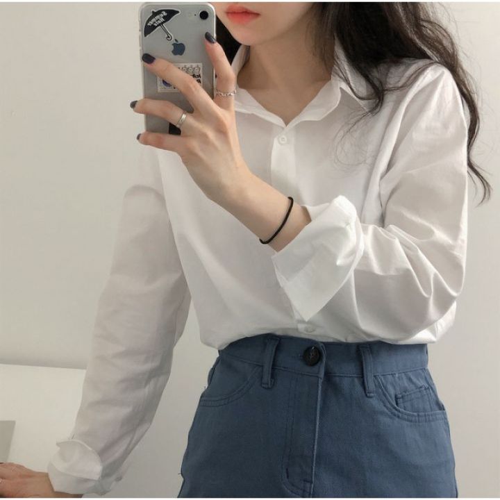 Spot%20Spring%20and%20Autumn%20New%20Pure%20Color%20Korean%20Style%20Long-Sleeved%20Shirt%20Women's%20Design%20Sense%20Minority%20All-Match%20Casual%20Overshirt%20-%20Image%205