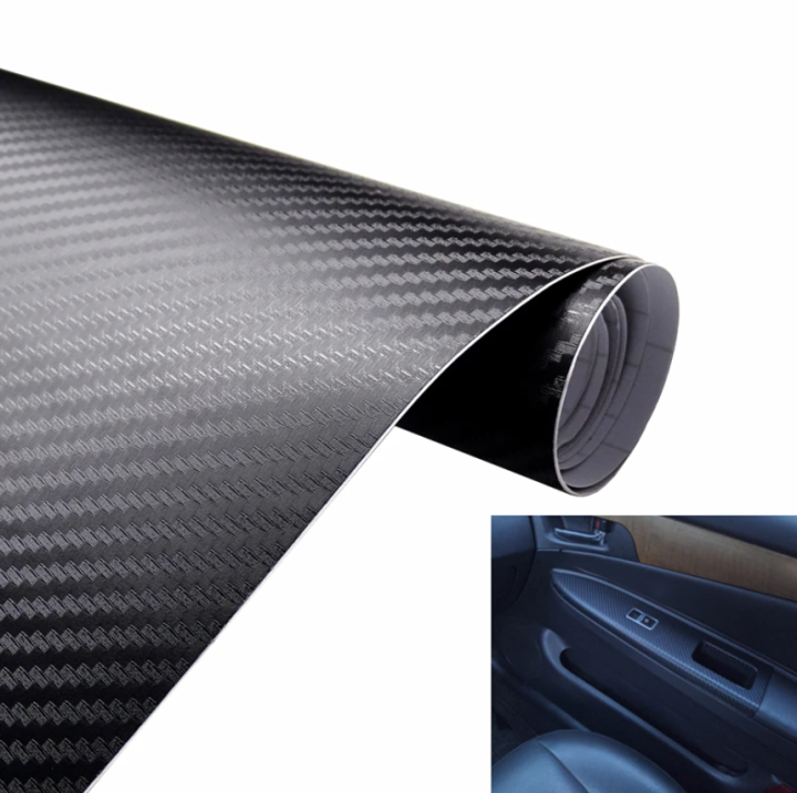 2 Pcs Sticker Black Carbon Fiber (18"×3" )Vinyl Wrap Texture 3D self adhesive DIY Decor Bike ,Motorcycle,Car stickers