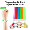 Tear-Resistant Waterproof Paper Wrist Strap Party Paper Bracelet Multicolored Event Ticket Wristbands Identification Band Creek. 